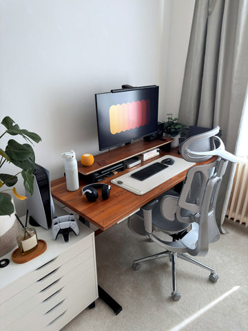 Modern desk setup with useful technology accessories